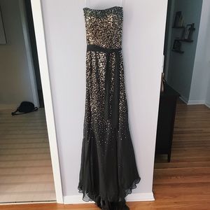 Atelier Alyce Brown with Gold Sequins Prom Dress